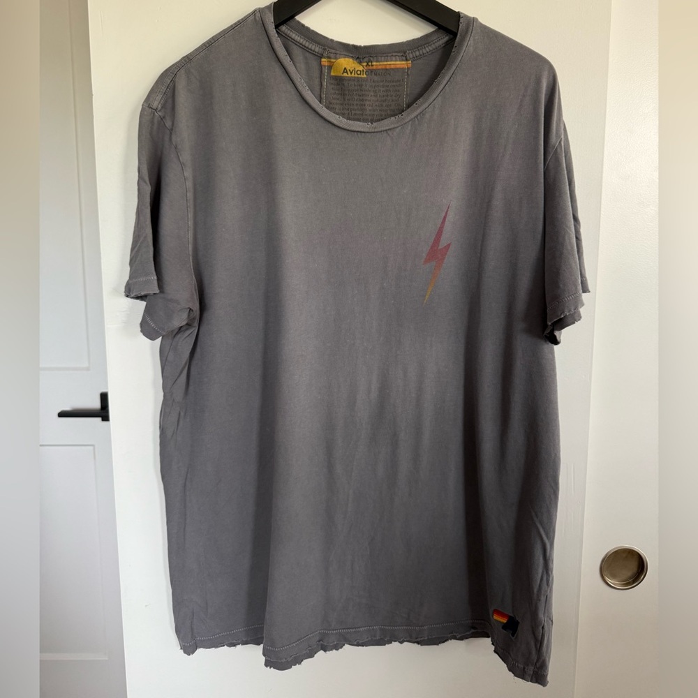 Rare Aviator Nation Vintage Distressed Bolt Tee Size XL Unisex